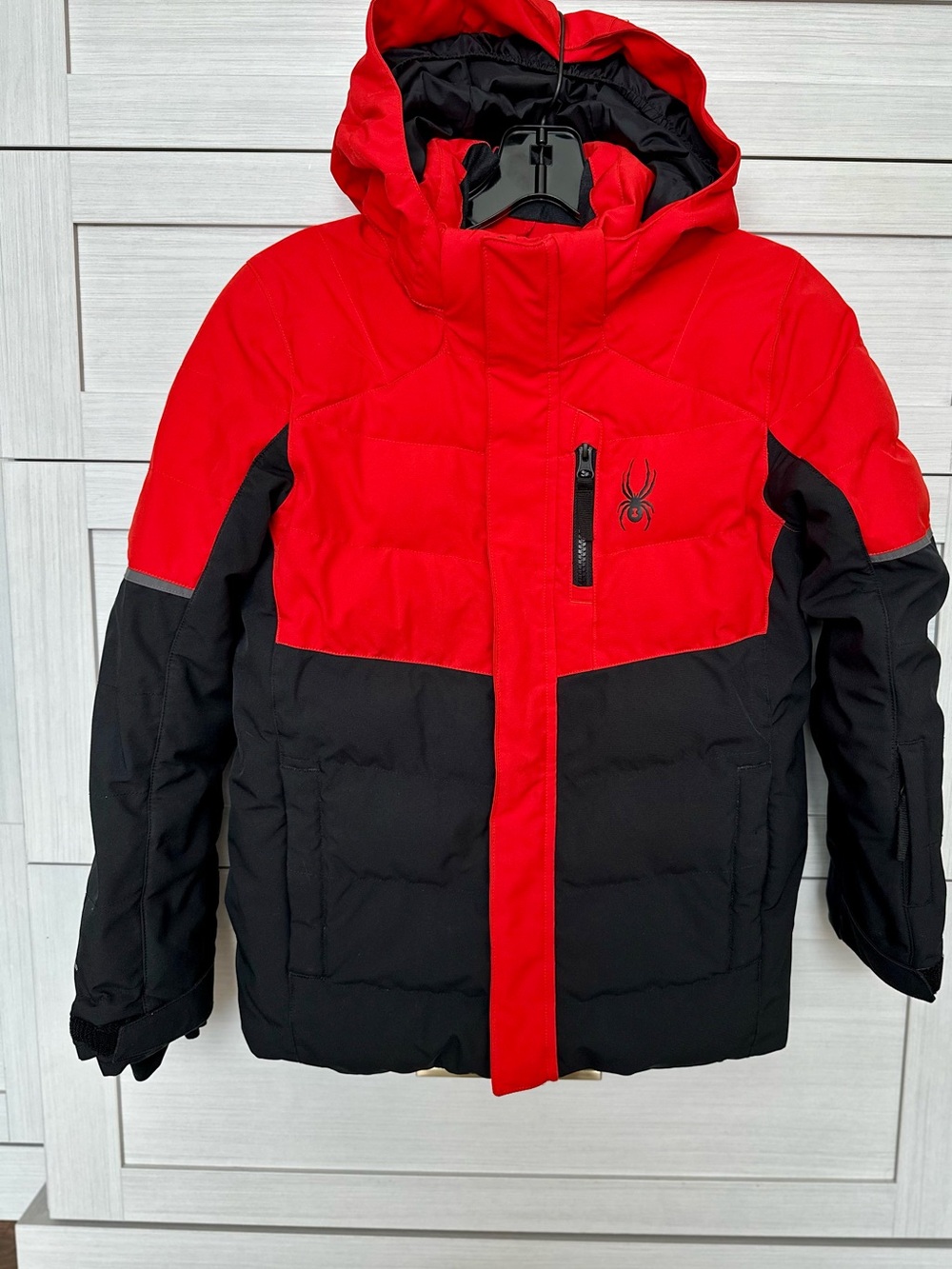 Spyder Kids Red and Black Hooded Insulated Ski Jacket